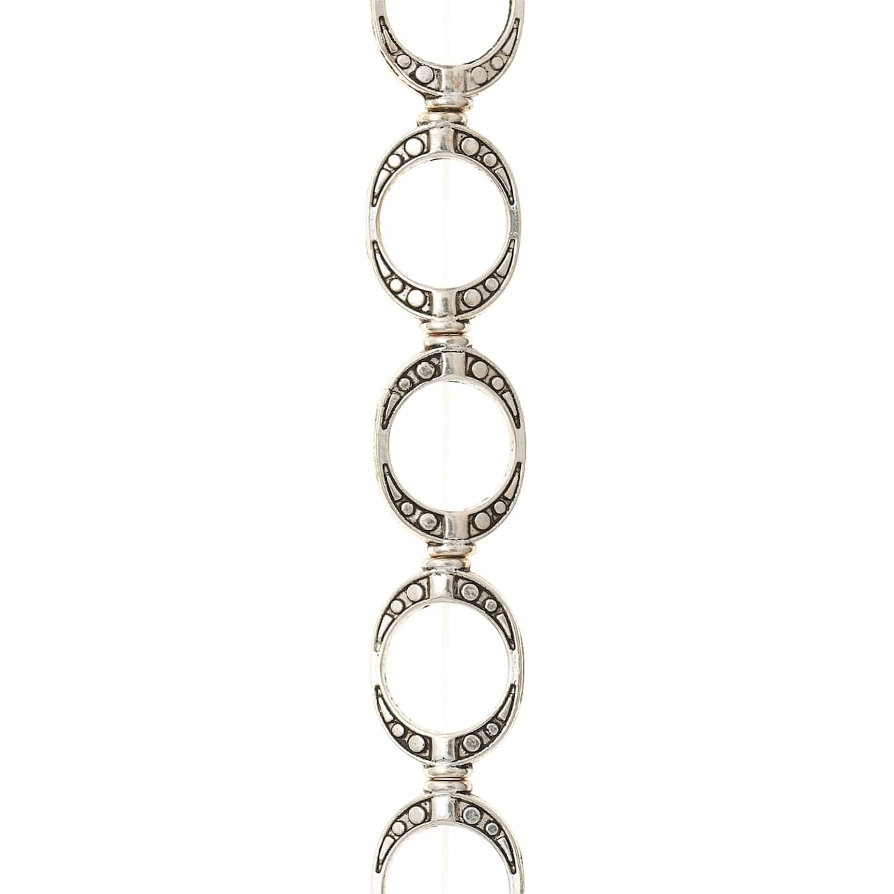 Silver Small Frame Metal Beads, 14mm by Bead Landing™